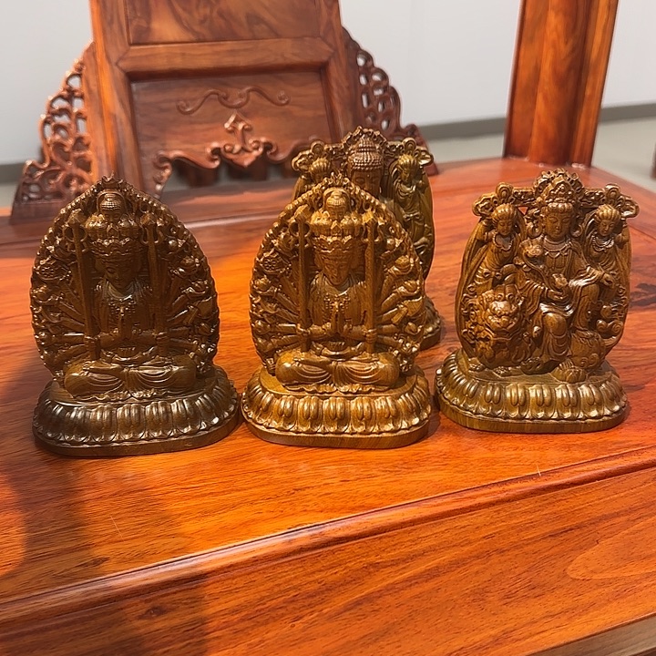 摆件白楠木守护佛不动冥王虚空普贤菩萨