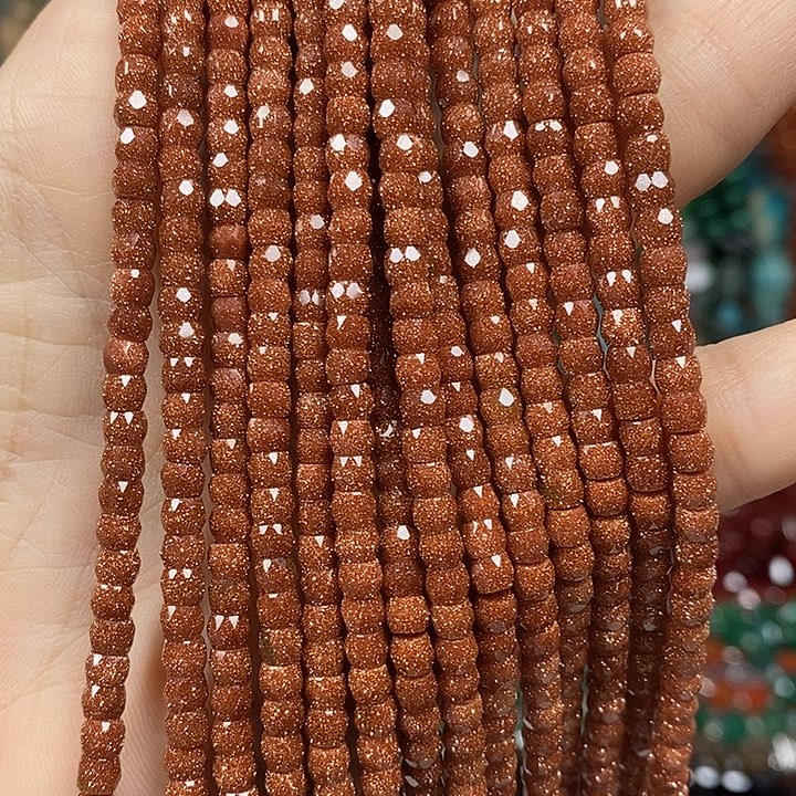 玛瑙/玉髓未镶嵌珠宝半成品金沙切面老型珠卡4mm（2单飞）