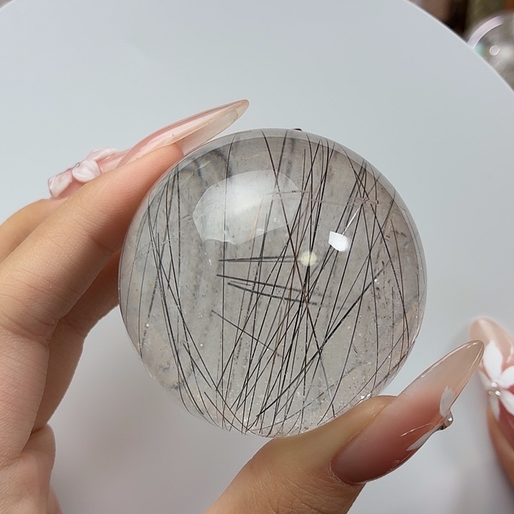 珠宝半成品未镶嵌水晶黑发晶55.8mm