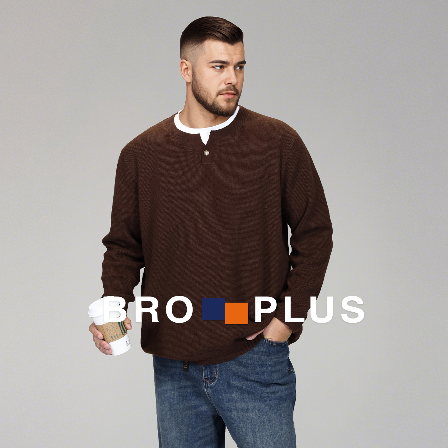 美式琥珀羊毛衫针织衫男士大码雪尼尔纯色毛衣保暖秋冬简约圆领