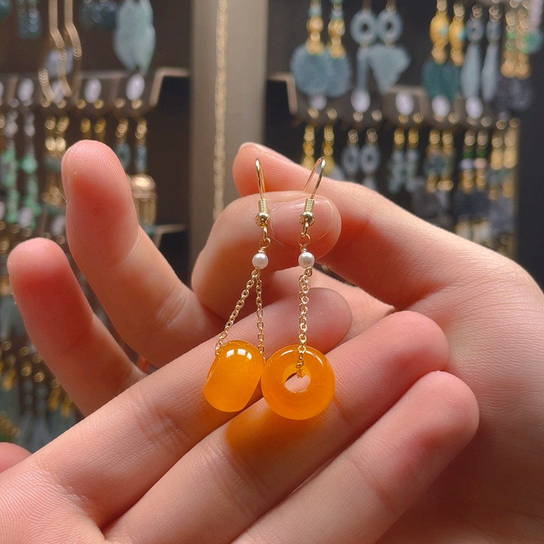 玛瑙/玉髓耳饰合金饰品