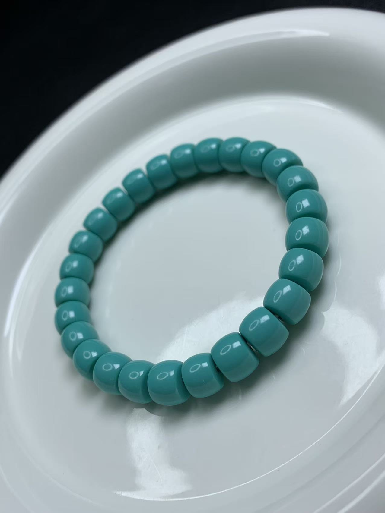 湖北珍藏级8mm纯手工原石原料精工蓝绿手串