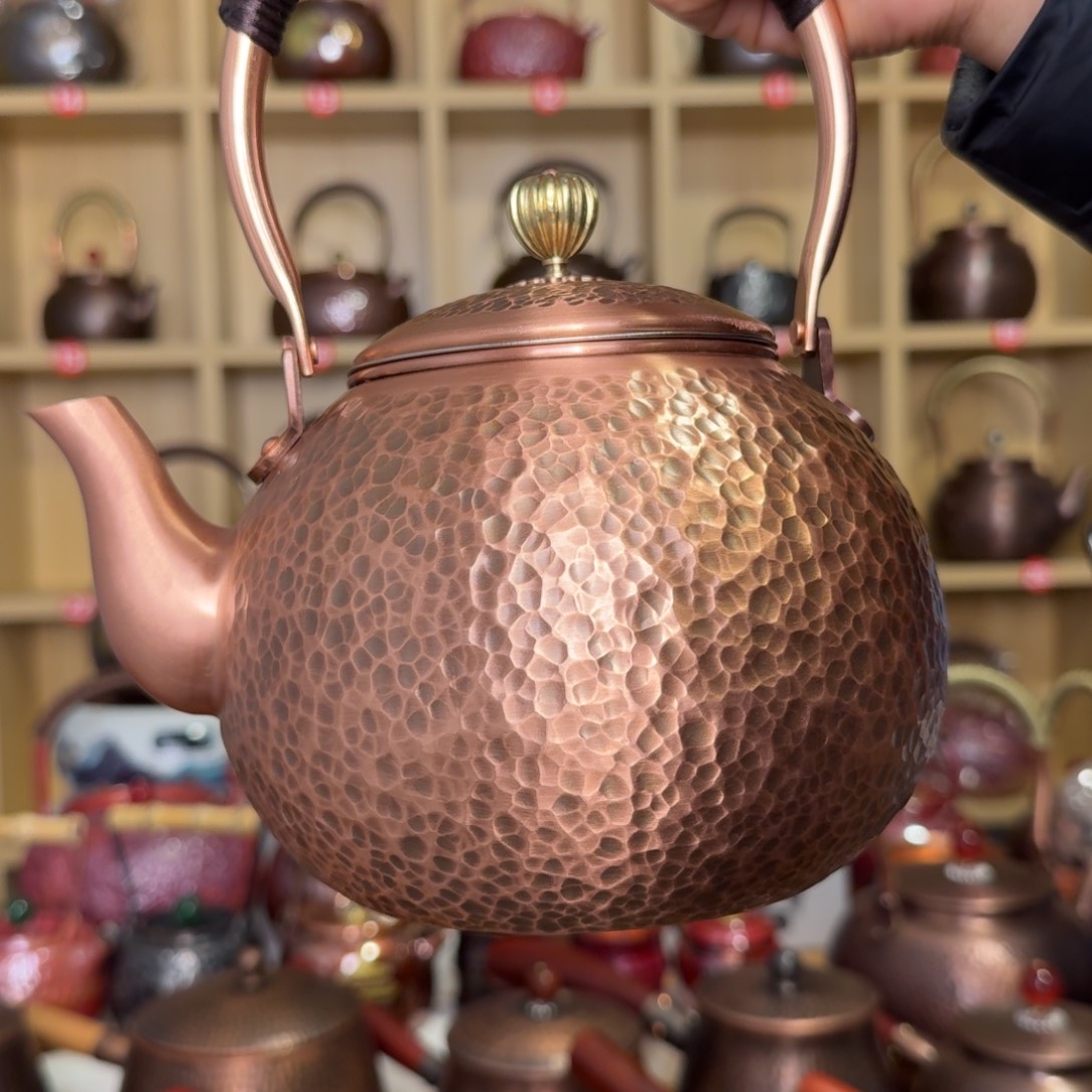 亮色紫铜提梁壶1450毫升