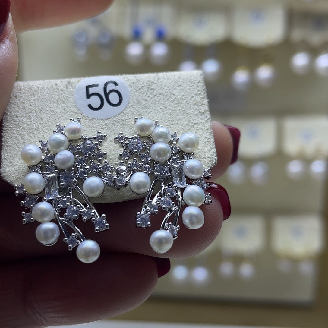 淡水珍珠耳饰银S925镶嵌