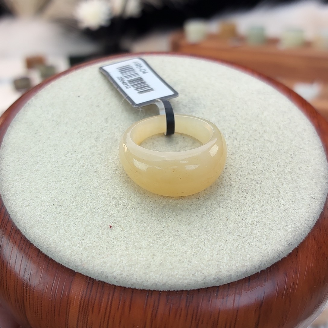 和田玉未镶嵌戒指i35奶黄馒头17.3mm