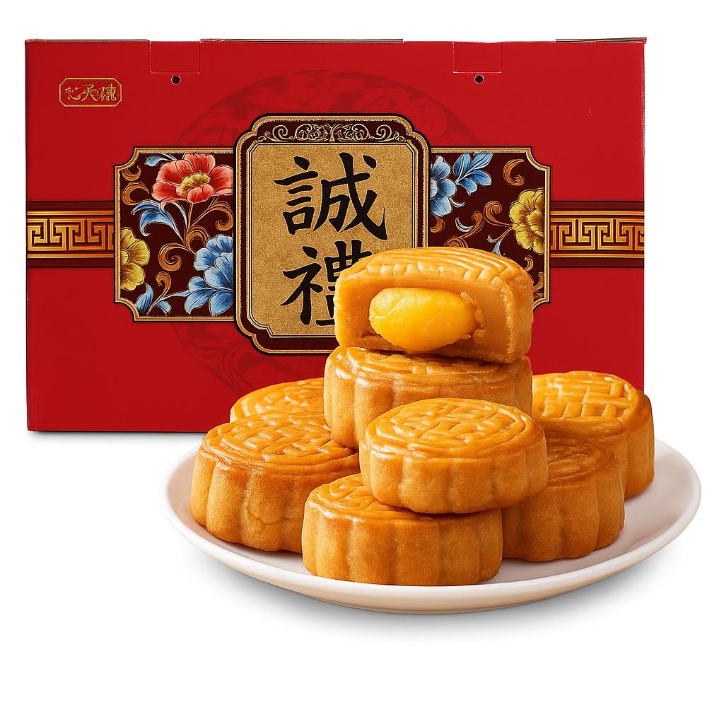 中秋节广式蛋黄莲蓉月饼礼盒装2025新款传统月饼送礼品团购发福利