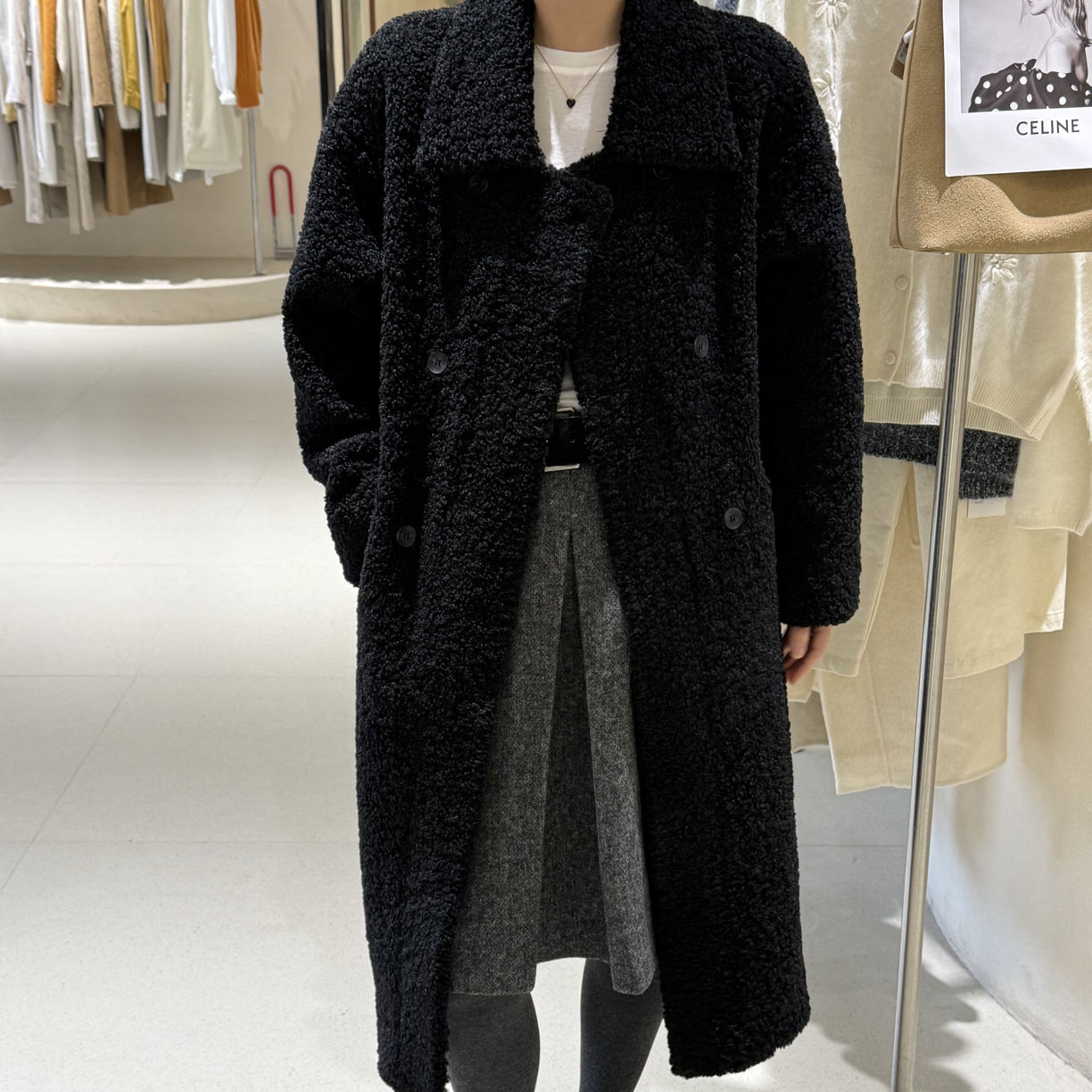 恩熙·韩版新款长款翻领加厚外套88583