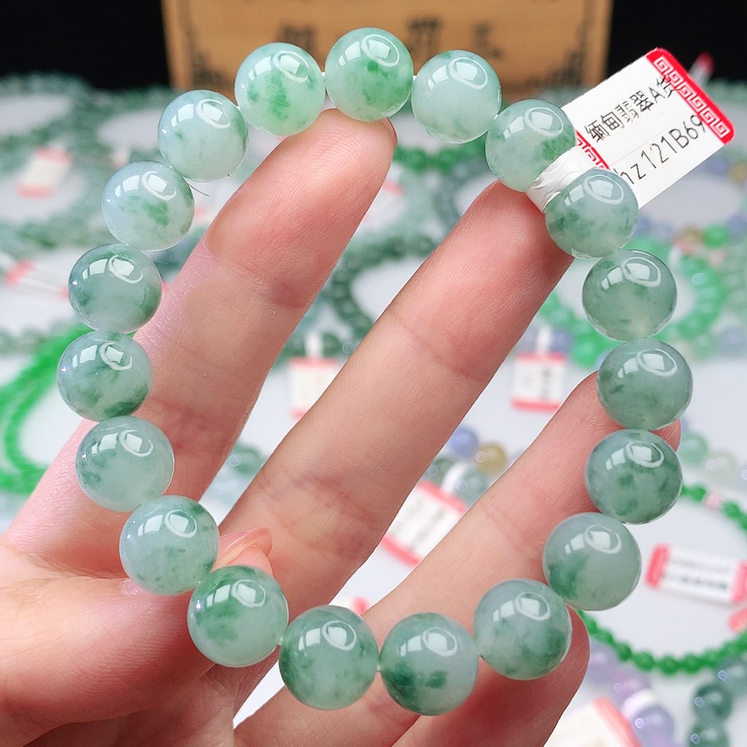 未镶嵌手链翡翠刚****白翡翠10mm