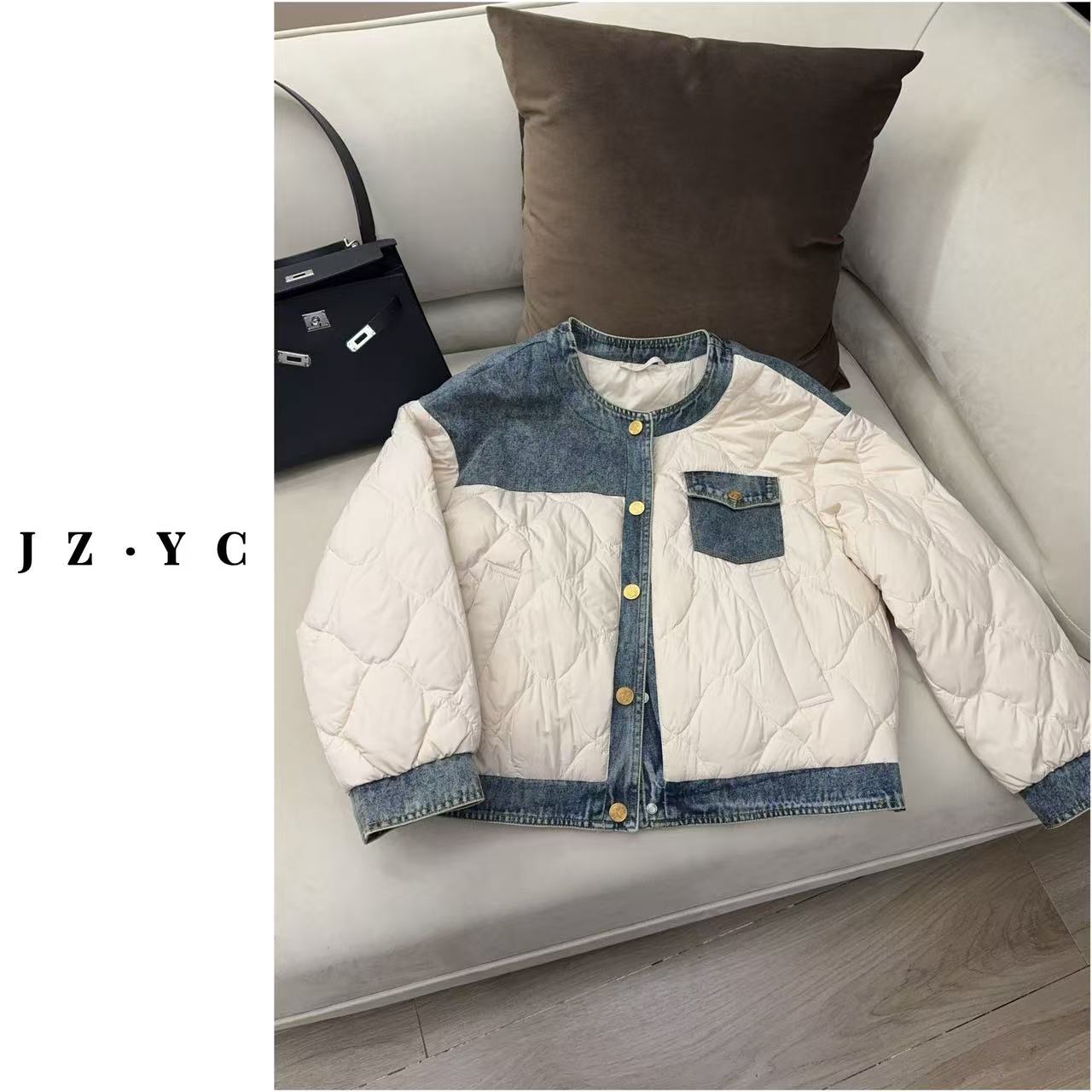 【洁子推荐】3015时尚百搭休闲拼色羽绒服