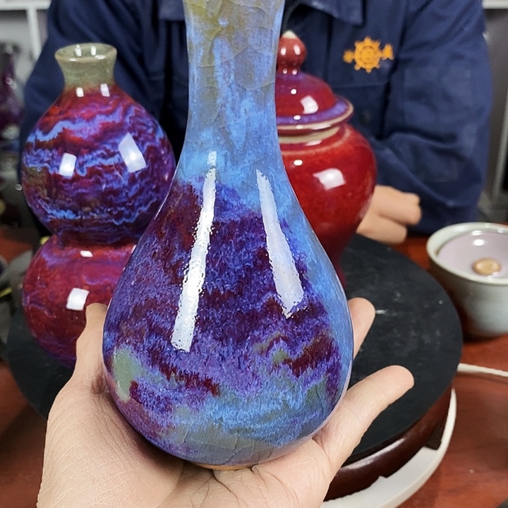 瓷片尚峰钧窑作品丹瓶