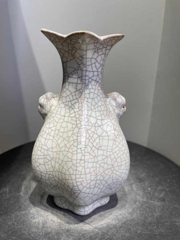 哥窑六棱花瓶瓷瓷瓷陶瓷