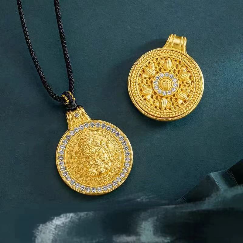 18k金黄彩彩古风单吊坠b14