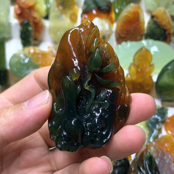 蛇纹石玉珠宝半成品未镶嵌