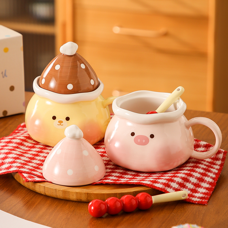 高颜值【冰糖葫芦萌趣小猪】陶瓷马克杯家用喝水杯生日礼物情侣杯子