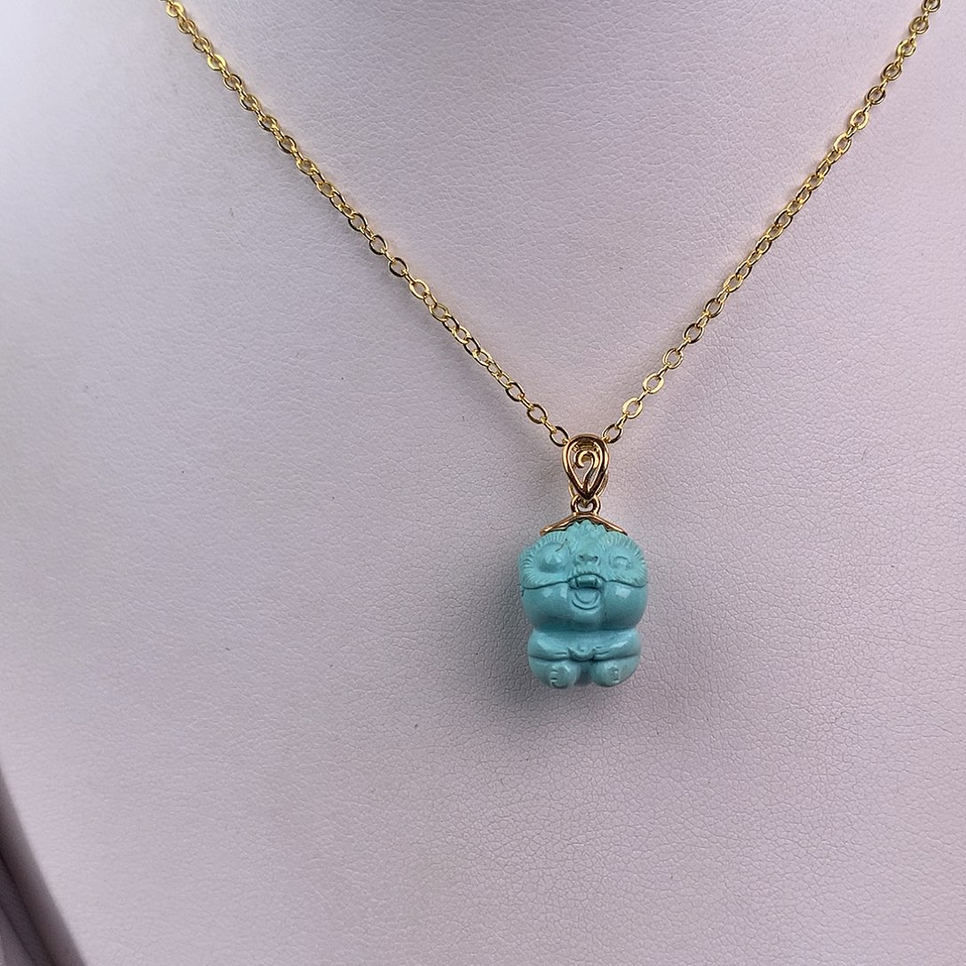 绿松石18K金镶嵌吊坠(赠链)