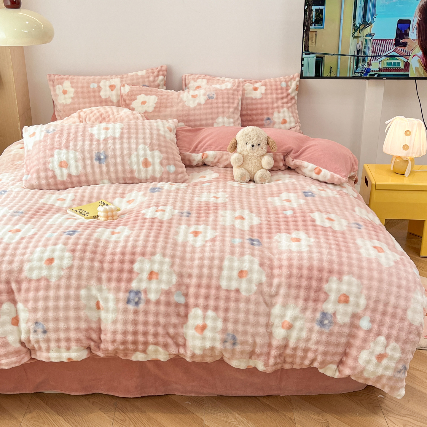 加厚秋冬季直播热款泡泡绒加厚牛奶绒四件套床单被套珊瑚绒双面绒