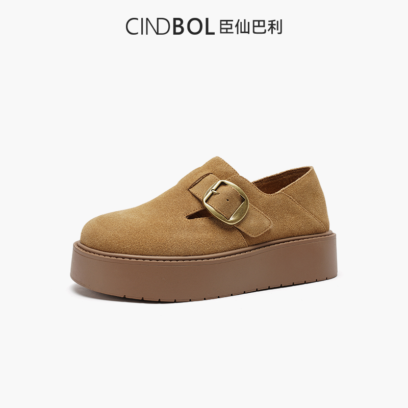 CINDBOL/臣仙巴利松糕底一脚蹬休闲舒适厚底英伦风时尚春季2086