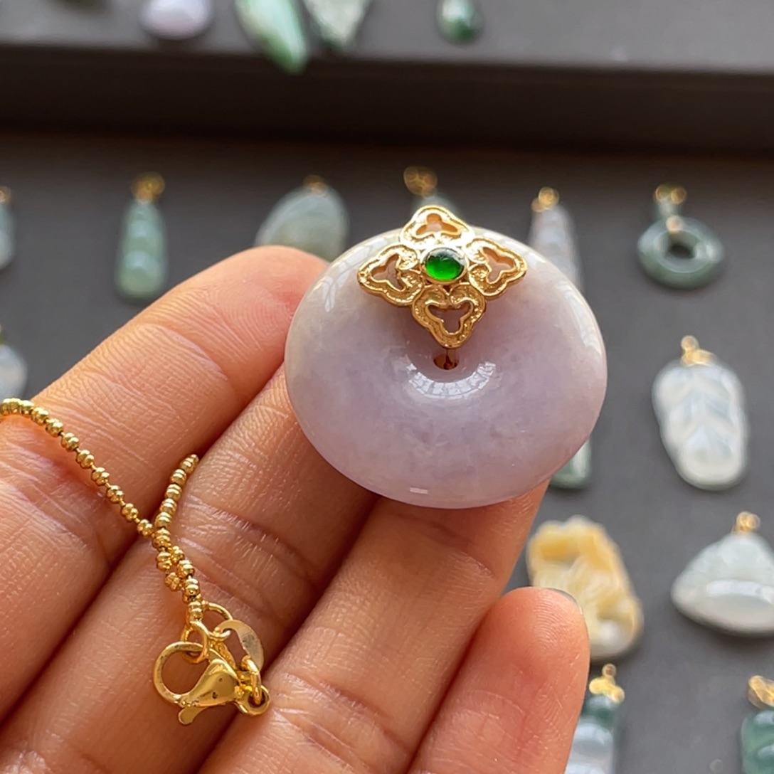 翡翠颈饰银S925镶嵌扣