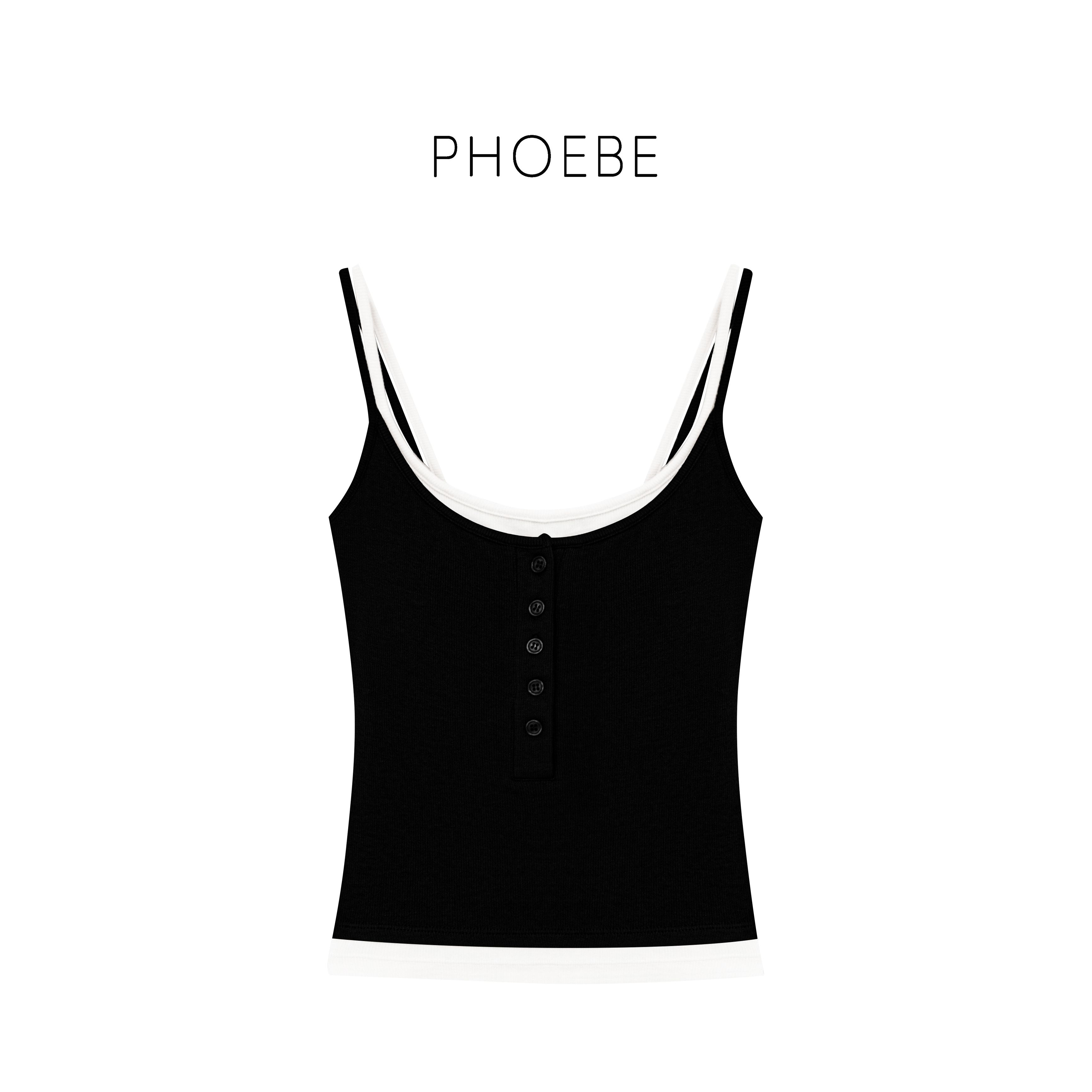 【拼色吊带】PHOEBE叶姐 春夏舒适假两件吊带背心S5040405C