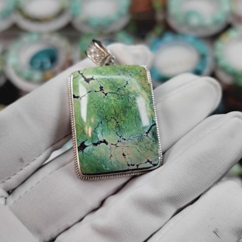 绿松石吊坠(不含链)银S925镶嵌慧*儿