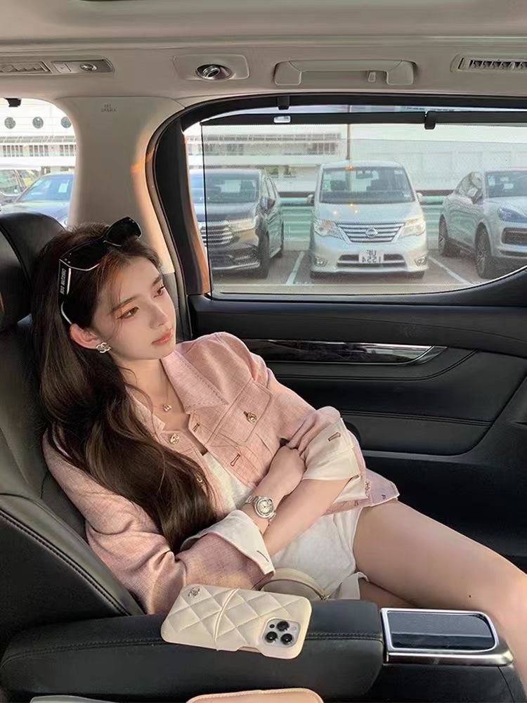 2025新款春秋韩版设计感明线撞色苎麻短外套女短款小个子夹克上衣