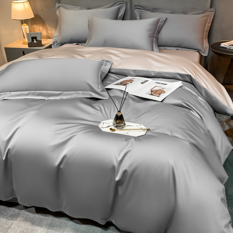60支全棉四件套纯棉全棉轻奢简约纯色床单高级被套秋冬床上用品