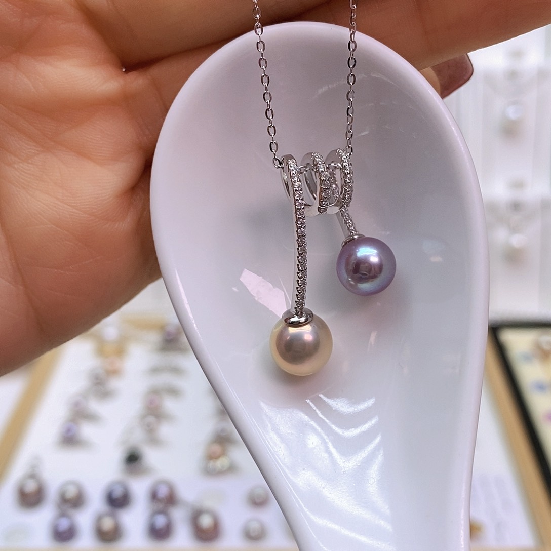 淡水珍珠吊坠(赠链)银S925镶嵌六*六