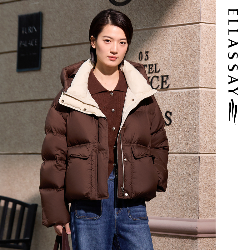 ELLASSAY歌力思2025冬季新款鹅绒短款连帽女EWE364L03500