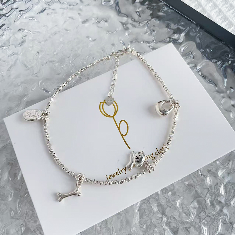 足银脚链 YUEYING•足银999  碎银小提包脚链