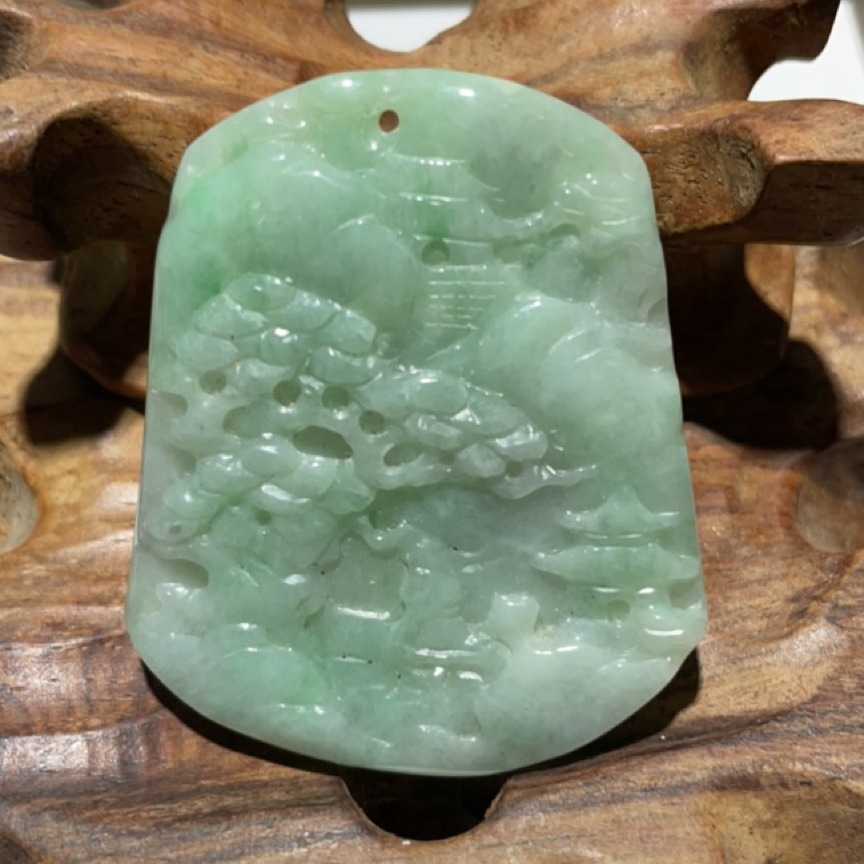 A货天然翡翠山水45*53*6