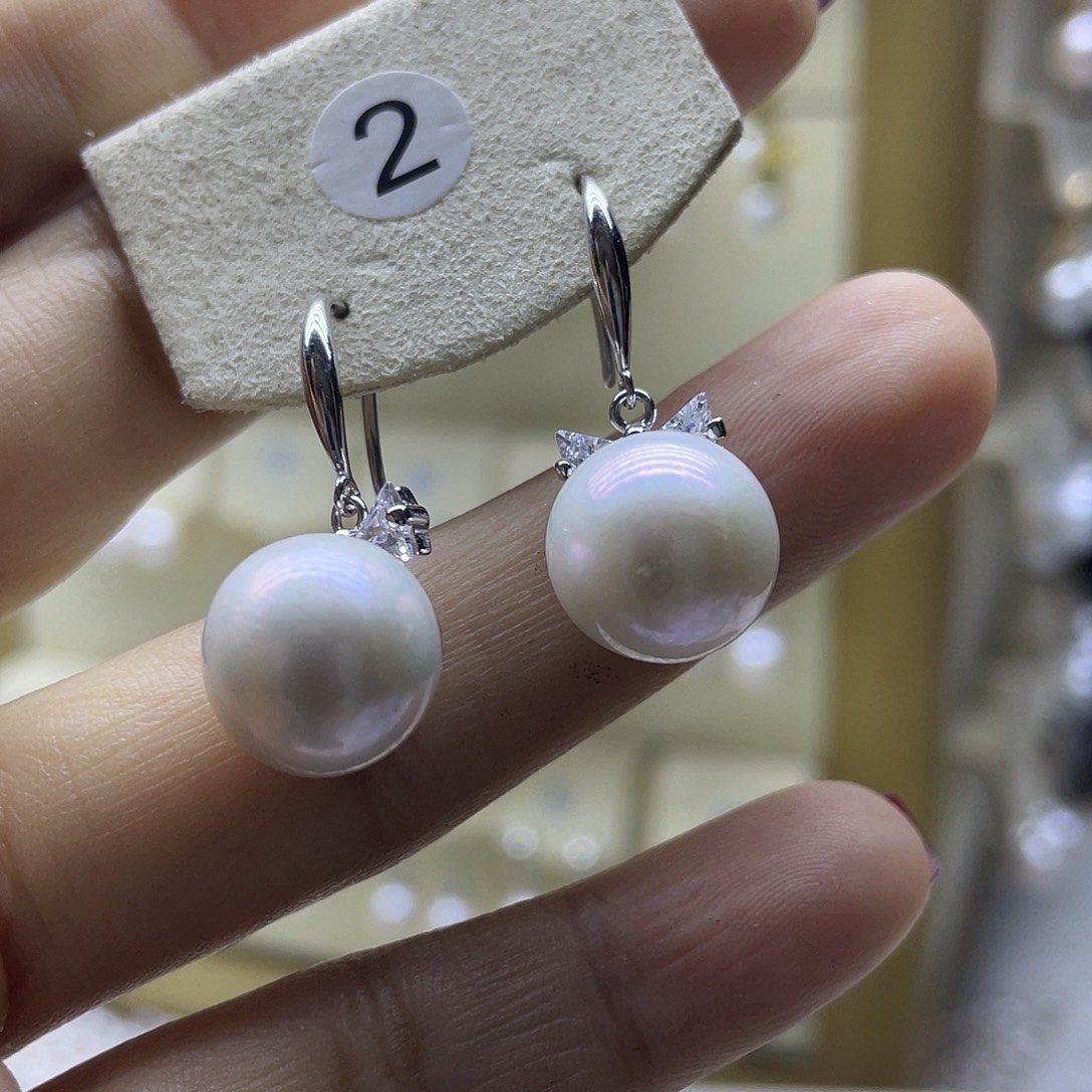 淡水珍珠耳饰银S925镶嵌