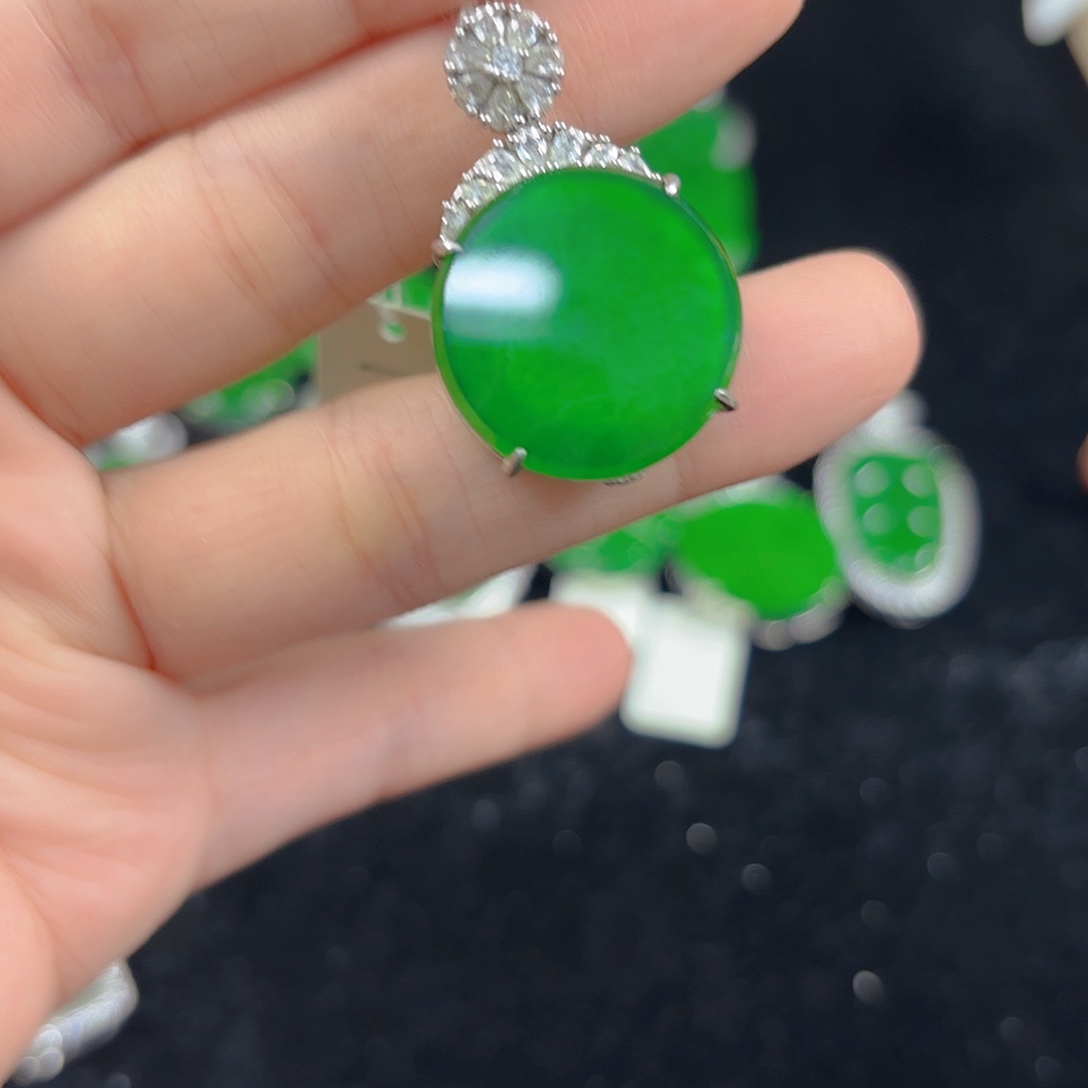 翡翠银S925镶嵌吊坠(不含链)