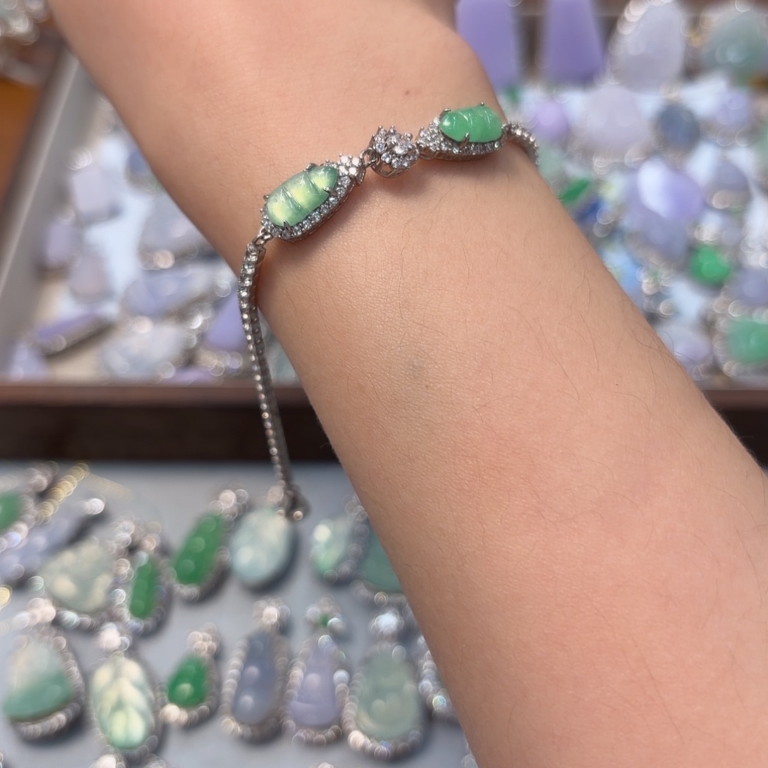 翡翠银S925镶嵌手链