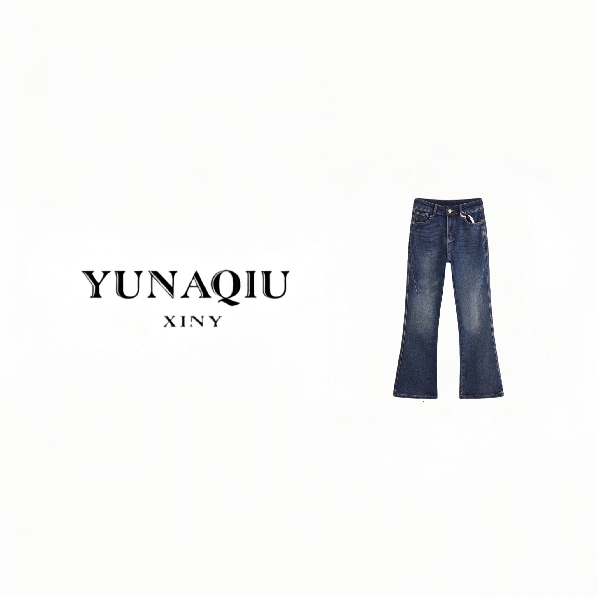 YUNAQIU-喇叭裤修身提臀蓝色微喇牛仔裤-11824