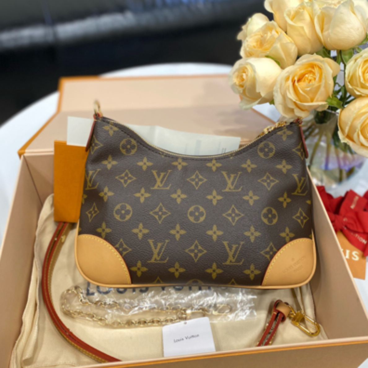 99新 LouisVuitton/路易威登 黄牛角老花/芯片全套