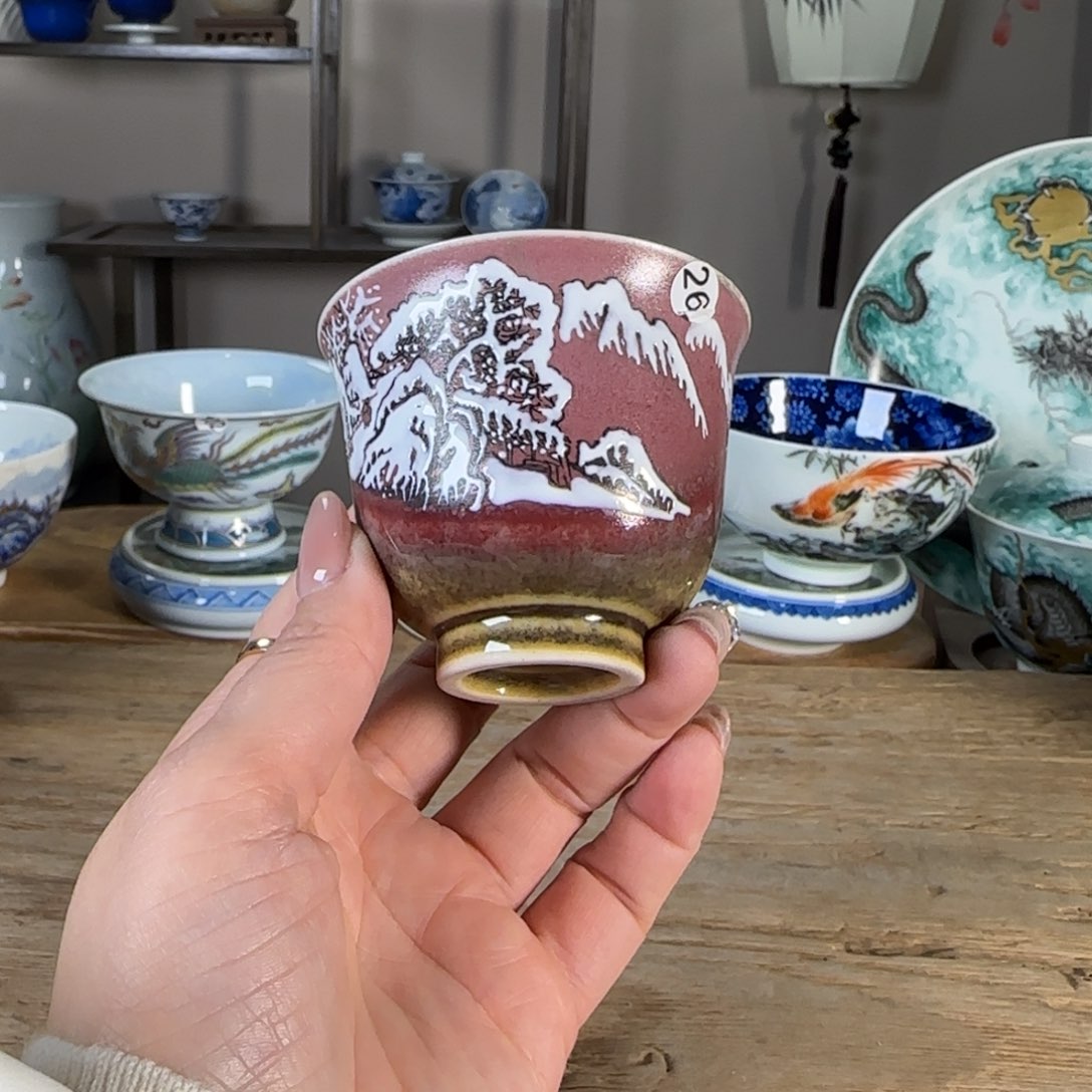 杯景德镇陶瓷柴烧多人