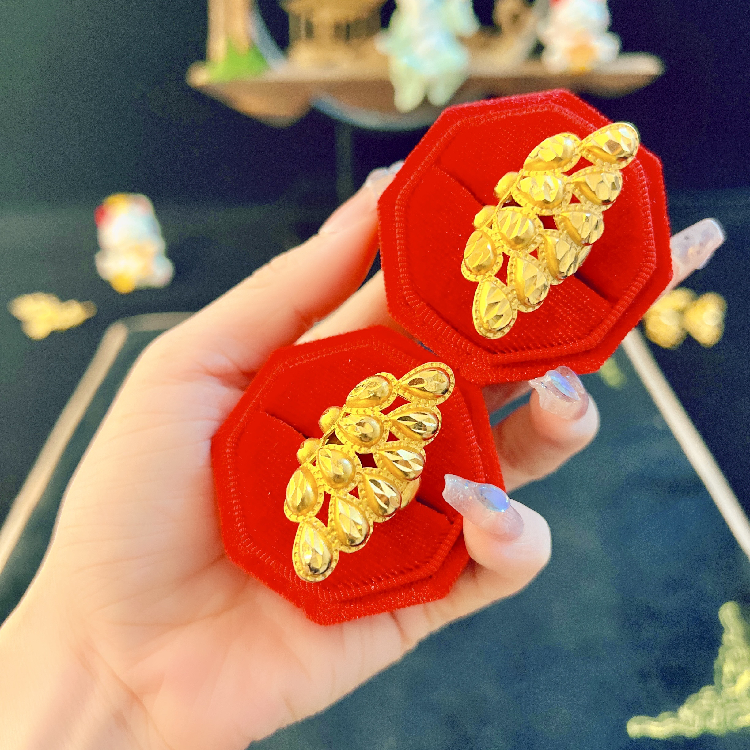 镀真金大凤尾戒指可调节戒指时尚饰品