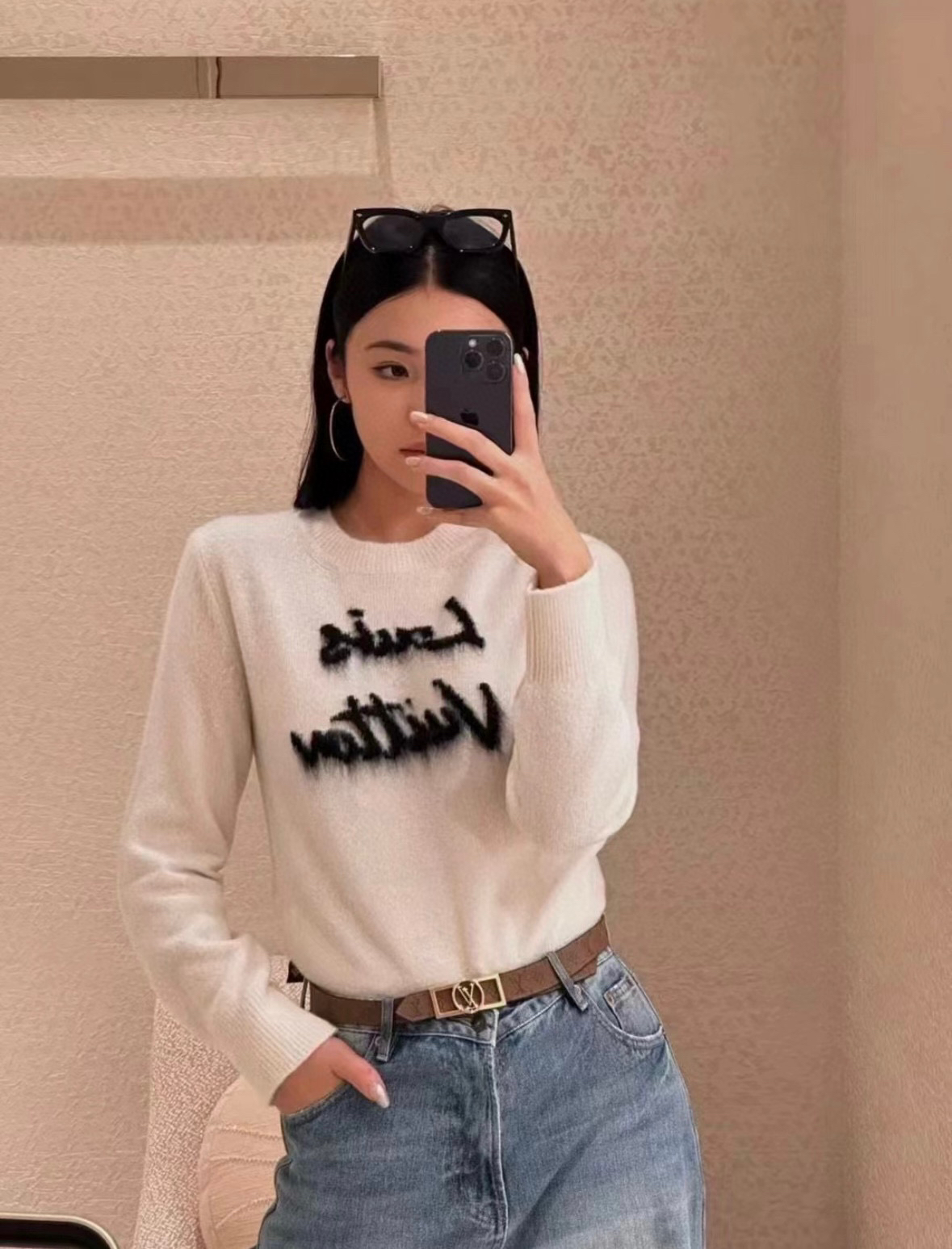 全新未使用 LouisVuitton/路易威登 SS25字母针织毛衣S码J00287