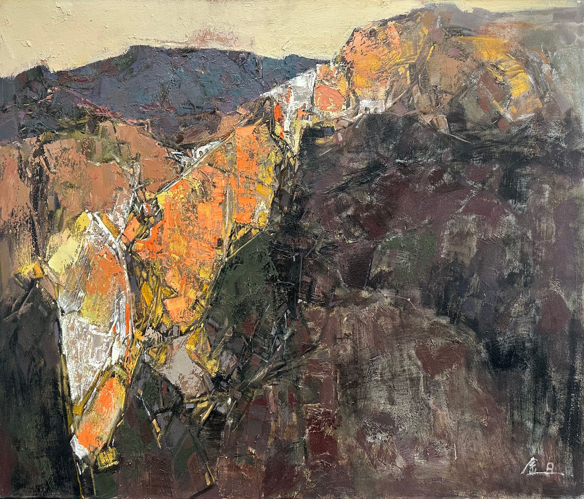 金日油画 原创风景油画收藏《山峦叠彩》画布纯手绘油画 120-80cm