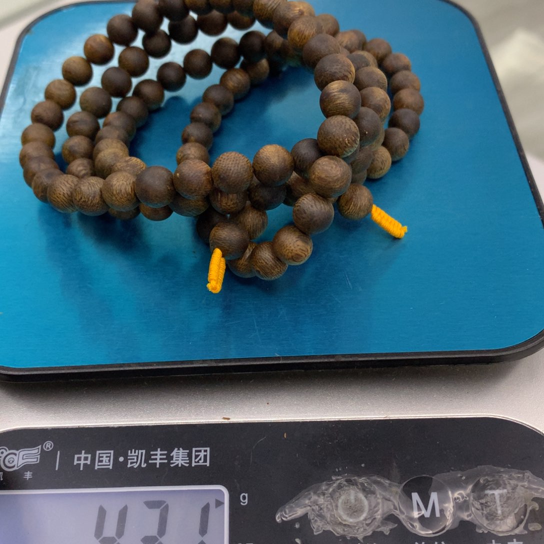 沉香手串开****士乌身圆叶0.8多圈九分沉