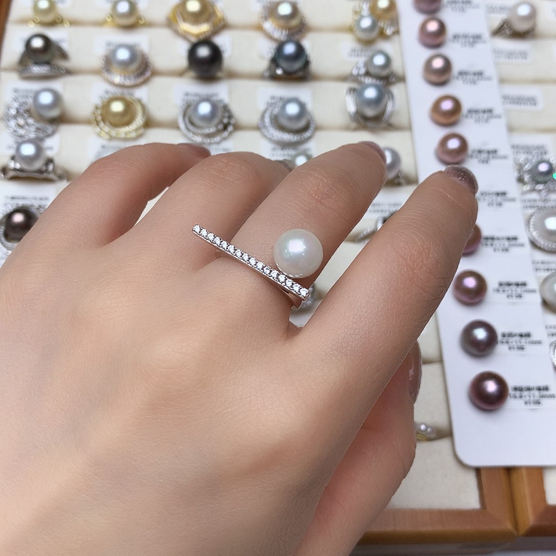 海水珍珠戒指银S925镶嵌