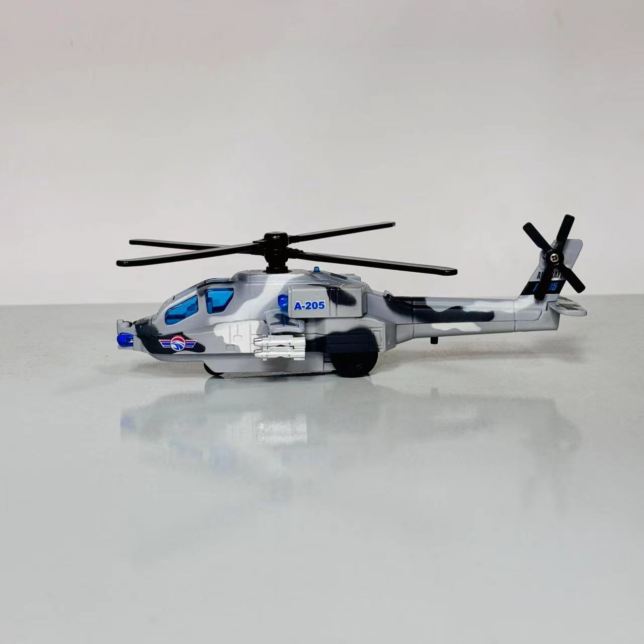 合金声光武直飞机模型带回力-灰色