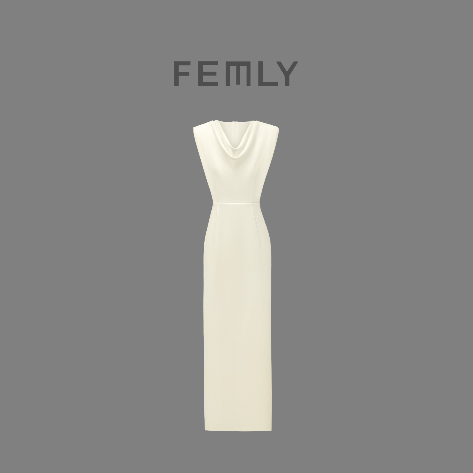 FEMLY/法曼丽 气质简约无袖荡领修身显瘦时尚连衣裙3171