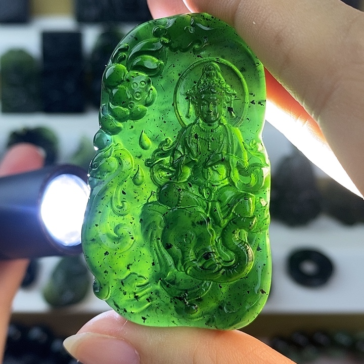 蛇纹石玉未镶嵌普贤菩萨