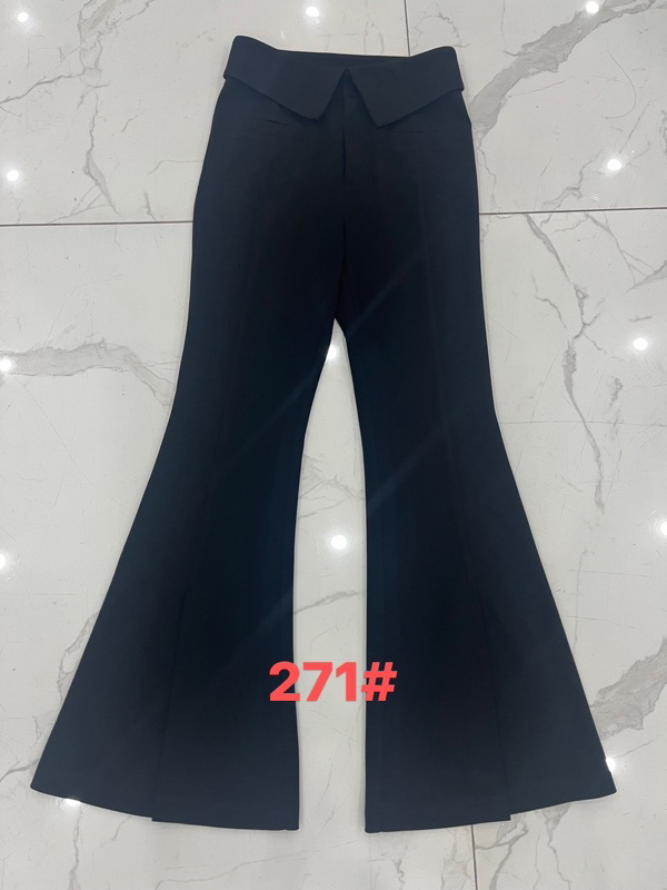 甜酷辣妹翻边腰头高腰显身材黑色显瘦微喇裤纯欲网红休闲阔腿长裤