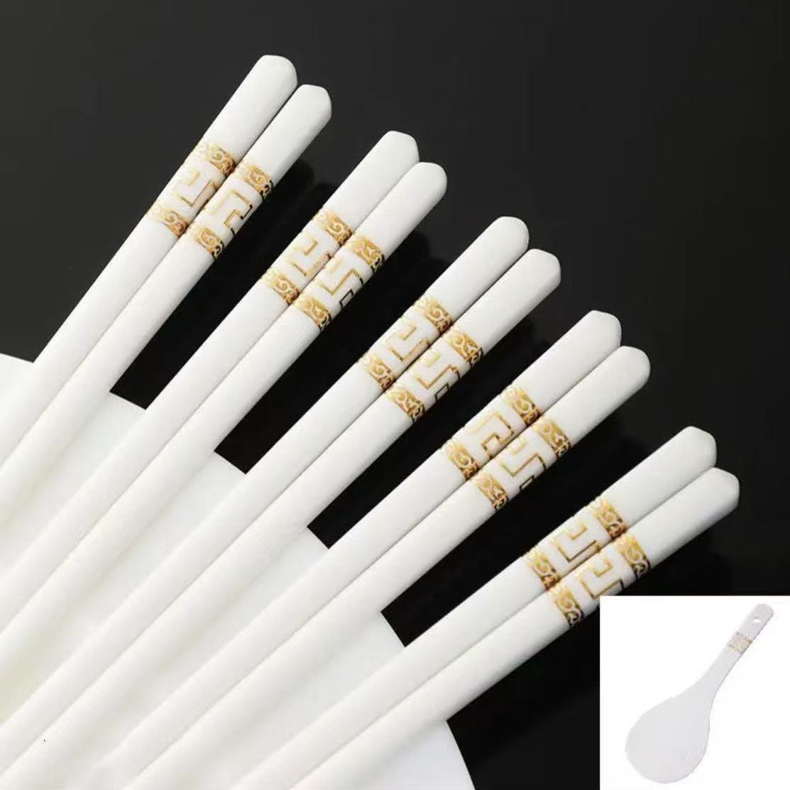 金如意陶瓷筷子10双送陶瓷饭铲家用易清洁破损丢件联系客服补发