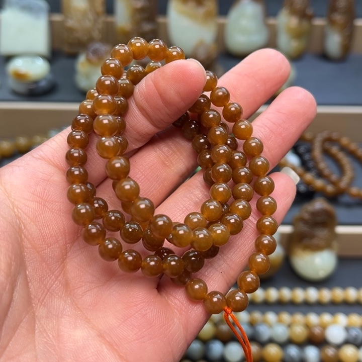 未镶嵌和田玉（糖玉）手链咖**音