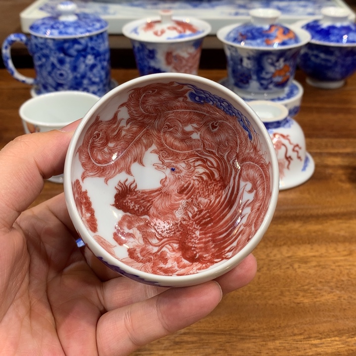 自成堂柴窑 青花釉里红