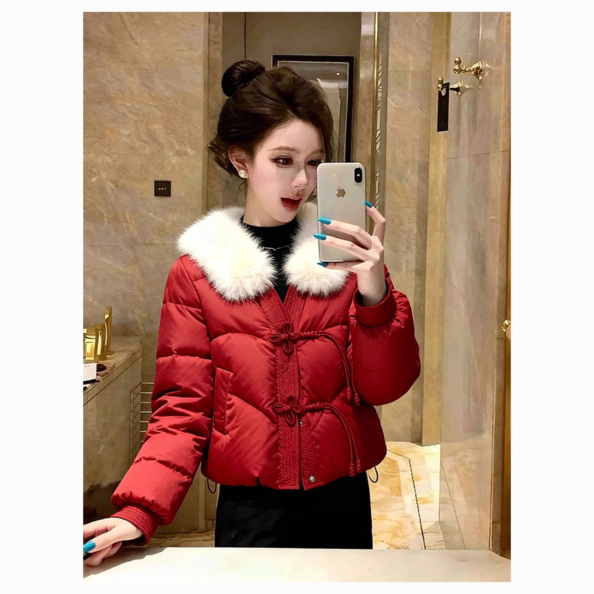 本命年拜年棉服女2025冬气质轻奢高端独特漂亮新中式红色夹棉外套