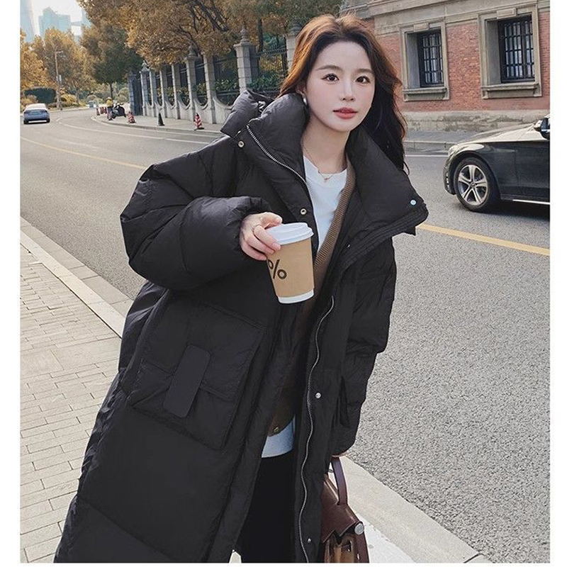 2025秋冬季新款韩版时尚大码女棉衣中长款连帽加厚保暖棉袄